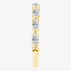 (F / Vs2) Womens 1/2 CT. T.W. Lab Grown White Diamond 10K Gold Anniversary Wedding Band