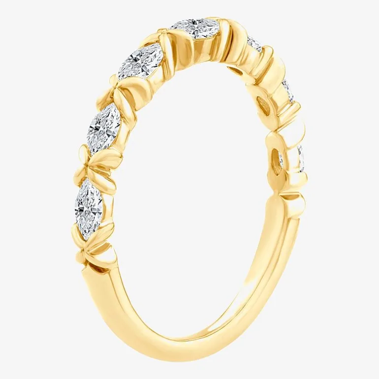 (F / Vs2) Womens 1/2 CT. T.W. Lab Grown White Diamond 10K Gold Anniversary Wedding Band