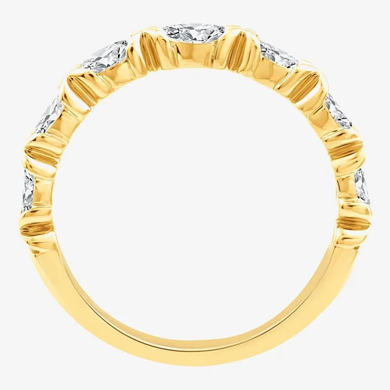 (F / Vs2) Womens 1/2 CT. T.W. Lab Grown White Diamond 10K Gold Anniversary Wedding Band