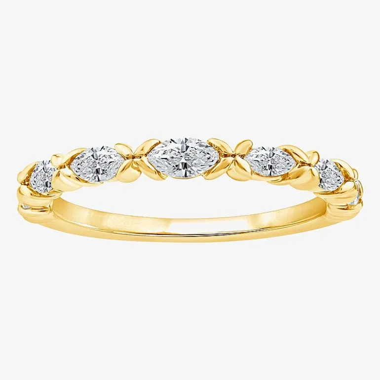 (F / Vs2) Womens 1/2 CT. T.W. Lab Grown White Diamond 10K Gold Anniversary Wedding Band