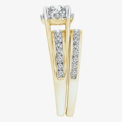 (F / VS2) Womens 1 1/2 CT. T.W. Lab Grown White Diamond 10K or 14K Gold Round Side Stone Bridal Set