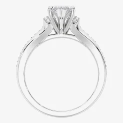 (F / Vs2) Womens 1 1/2 CT. T.W. Lab Grown White Diamond 10K Gold Marquise Side Stone Engagement Ring