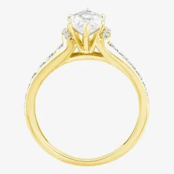 (F / Vs2) Womens 1 1/2 CT. T.W. Lab Grown White Diamond 10K Gold Marquise Side Stone Engagement Ring