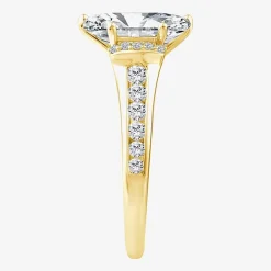 (F / Vs2) Womens 1 1/2 CT. T.W. Lab Grown White Diamond 10K Gold Marquise Side Stone Engagement Ring