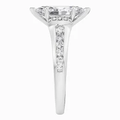 (F / Vs2) Womens 1 1/2 CT. T.W. Lab Grown White Diamond 10K Gold Marquise Side Stone Engagement Ring