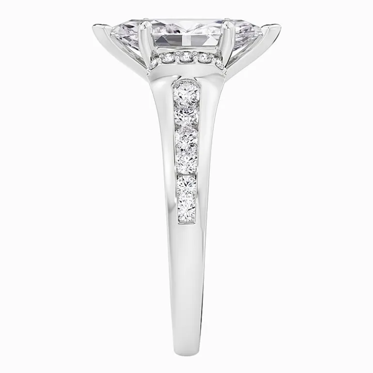 (F / Vs2) Womens 1 1/2 CT. T.W. Lab Grown White Diamond 10K Gold Marquise Side Stone Engagement Ring