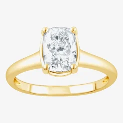(F / Vs2) Womens 1 1/2 CT. T.W. Lab Grown White Diamond 10K Gold Cushion Solitaire Engagement Ring