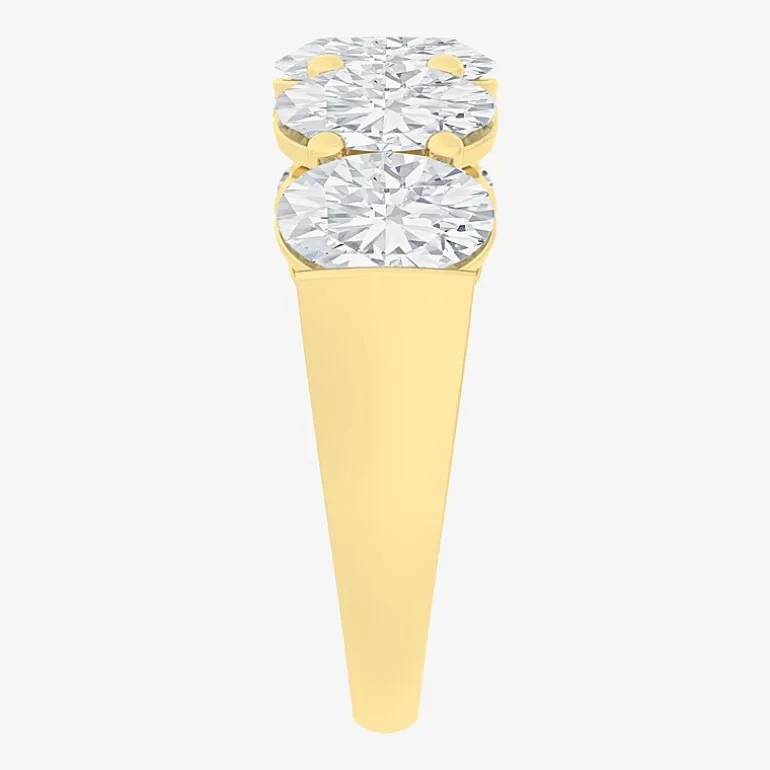 (F / Vs2) Womens 23.MM 4 CT. T.W. Lab Grown White Diamond 10K Gold Oval 5-Stone Wedding Band