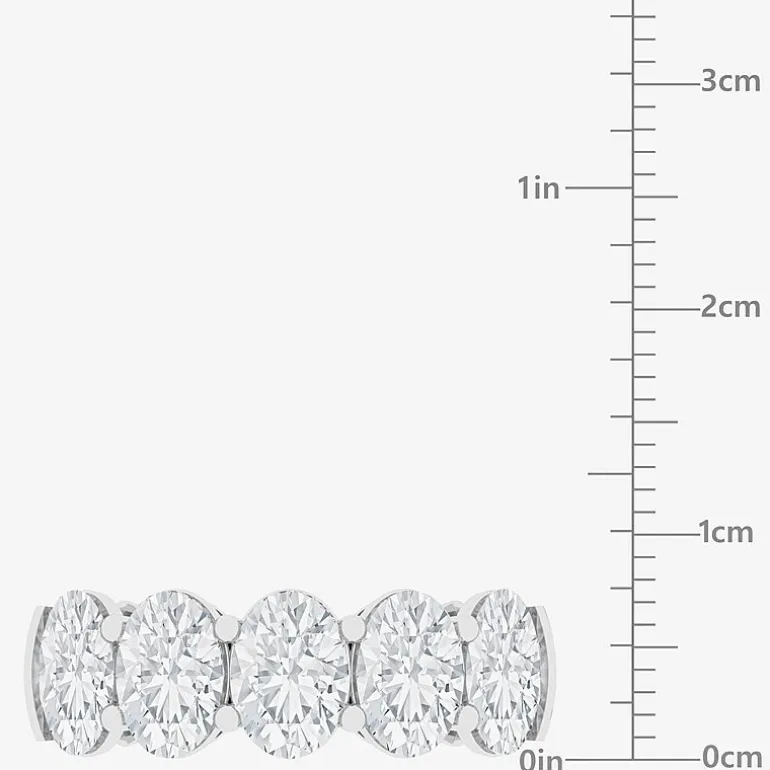 (F / Vs2) Womens 23.MM 4 CT. T.W. Lab Grown White Diamond 10K Gold Oval 5-Stone Wedding Band