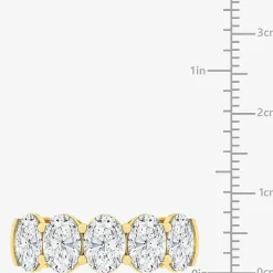 (F / Vs2) Womens 23.MM 4 CT. T.W. Lab Grown White Diamond 10K Gold Oval 5-Stone Wedding Band