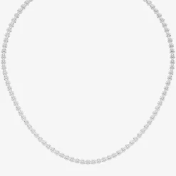 (F / Vs2) Womens White Diamond Sterling Silver 17 Inch Tennis Necklace