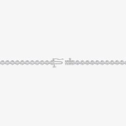 (F / Vs2) Womens White Diamond Sterling Silver 17 Inch Tennis Necklace