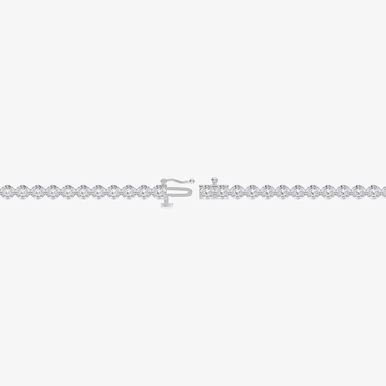 (F / Vs2) Womens White Diamond Sterling Silver 17 Inch Tennis Necklace