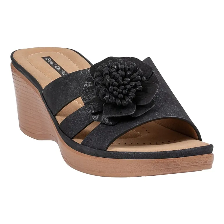 GC Shoes Womens Jenna Floral Wedge Sandals