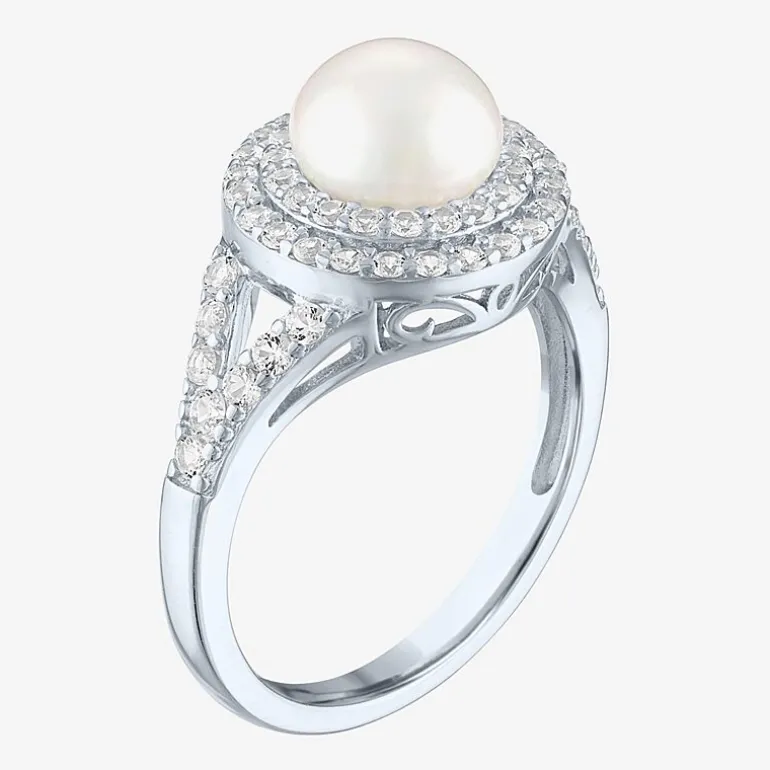 Gemstone and Lab-Created White Sapphire Sterling Silver Oval Double Halo Cocktail Ring