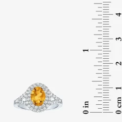 Gemstone and Lab-Created White Sapphire Sterling Silver Oval Double Halo Cocktail Ring