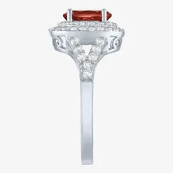 Gemstone and Lab-Created White Sapphire Sterling Silver Oval Double Halo Cocktail Ring
