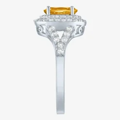 Gemstone and Lab-Created White Sapphire Sterling Silver Oval Double Halo Cocktail Ring