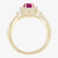 Gemstone & 1/4 C.T. T.W. Diamond 10K Gold Oval Halo Cocktail Ring