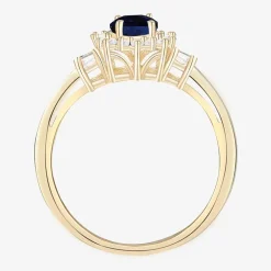 Gemstone & 1/4 C.T. T.W. Diamond 10K Gold Oval Halo Cocktail Ring