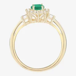 Gemstone & 1/4 C.T. T.W. Diamond 10K Gold Oval Halo Cocktail Ring
