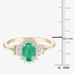 Gemstone & 1/4 C.T. T.W. Diamond 10K Gold Oval Halo Cocktail Ring