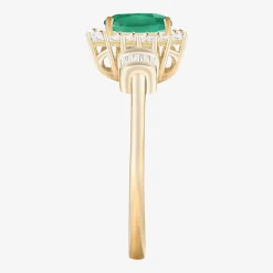 Gemstone & 1/4 C.T. T.W. Diamond 10K Gold Oval Halo Cocktail Ring