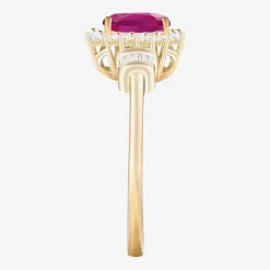 Gemstone & 1/4 C.T. T.W. Diamond 10K Gold Oval Halo Cocktail Ring