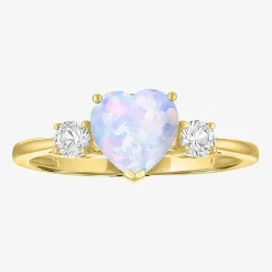 Gemstone 10K Gold Heart Cocktail Ring