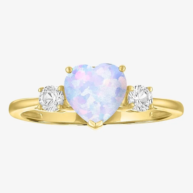 Gemstone 10K Gold Heart Cocktail Ring