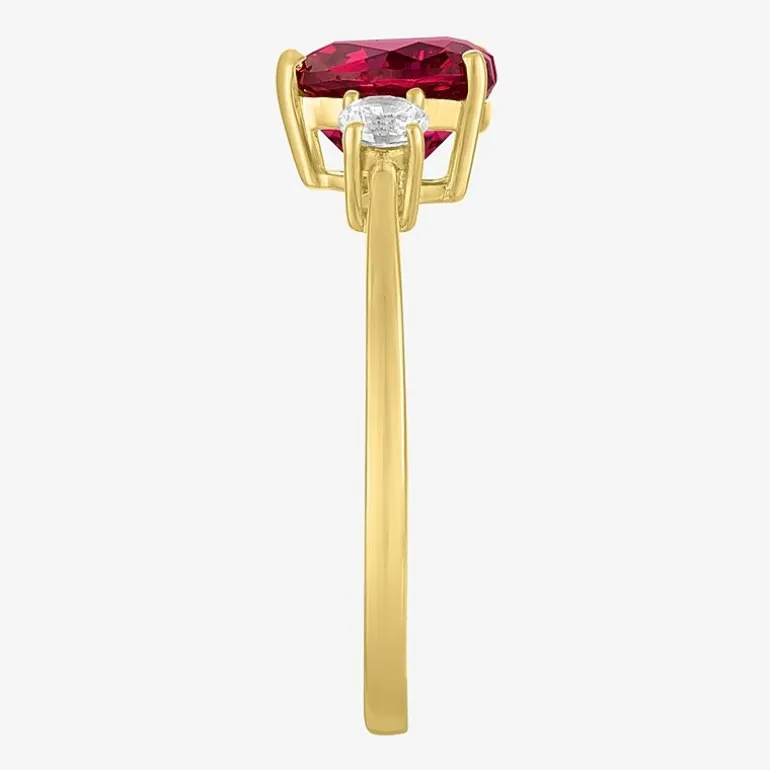 Gemstone 10K Gold Heart Cocktail Ring