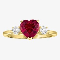 Gemstone 10K Gold Heart Cocktail Ring