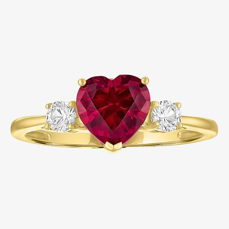 Gemstone 10K Gold Heart Cocktail Ring