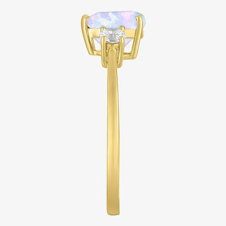 Gemstone 10K Gold Heart Cocktail Ring