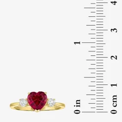 Gemstone 10K Gold Heart Cocktail Ring