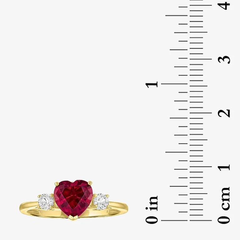 Gemstone 10K Gold Heart Cocktail Ring