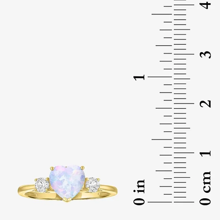 Gemstone 10K Gold Heart Cocktail Ring