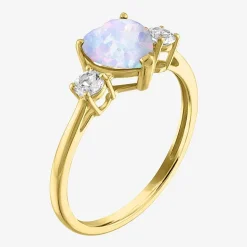 Gemstone 10K Gold Heart Cocktail Ring