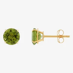 Gemstone 10K Gold 4mm Round Stud Earrings