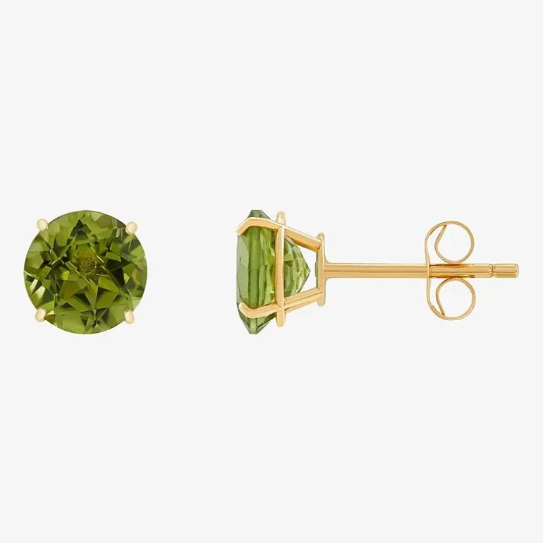 Gemstone 10K Gold 4mm Round Stud Earrings
