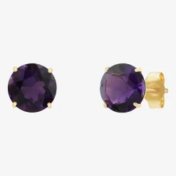 Gemstone 10K Gold 4mm Round Stud Earrings