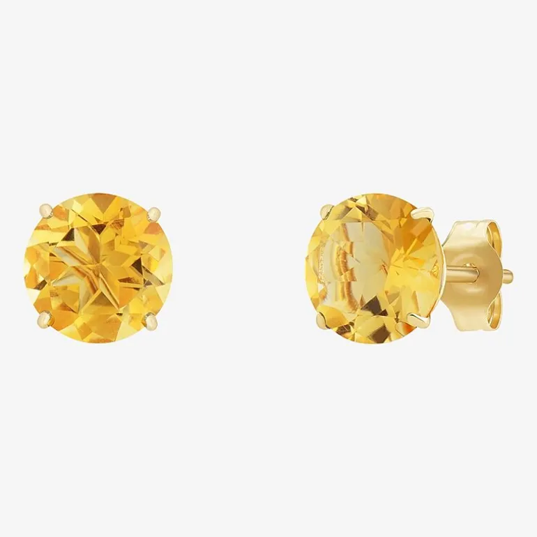 Gemstone 10K Gold 4mm Round Stud Earrings