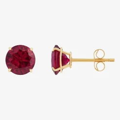 Gemstone 10K Gold 4mm Round Stud Earrings