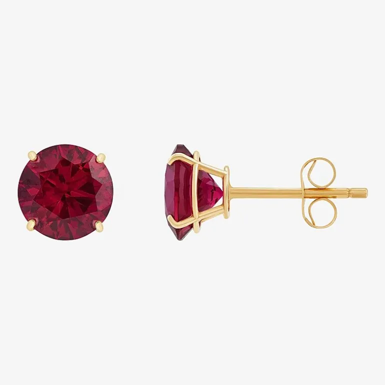 Gemstone 10K Gold 4mm Round Stud Earrings
