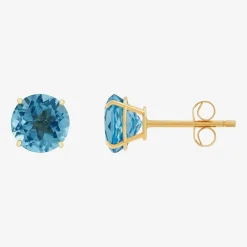 Gemstone 10K Gold 4mm Round Stud Earrings