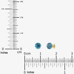 Gemstone 10K Gold 4mm Round Stud Earrings