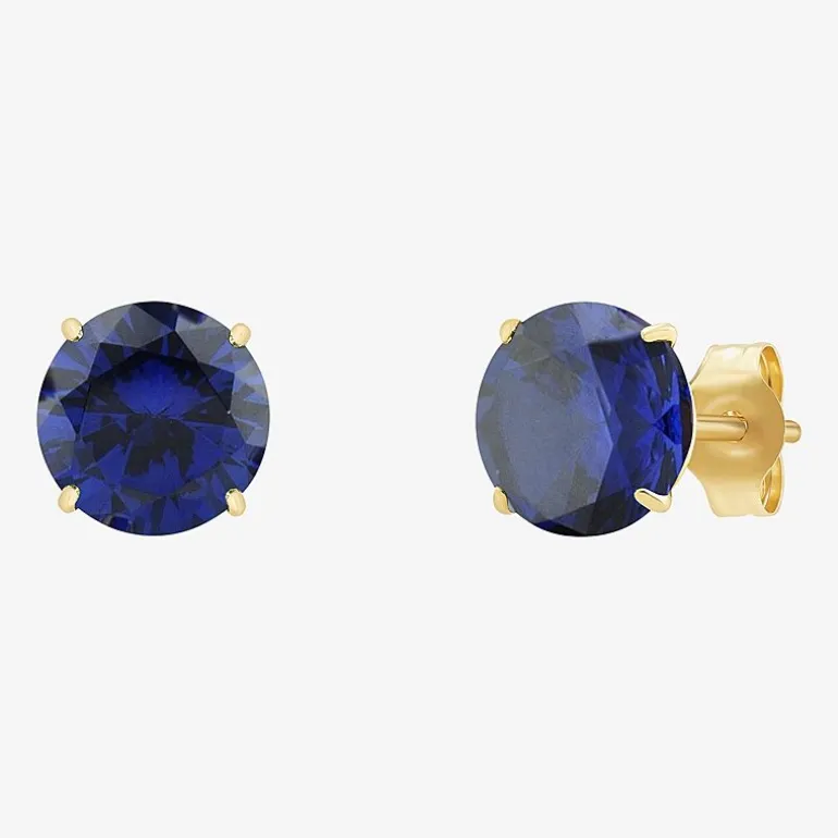 Gemstone 10K Gold 4mm Round Stud Earrings