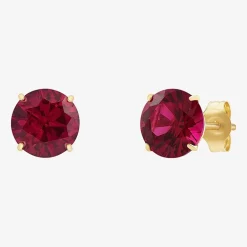 Gemstone 10K Gold 4mm Round Stud Earrings