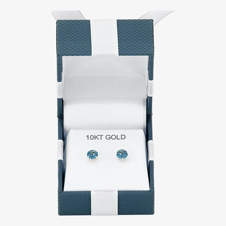 Gemstone 10K Gold 4mm Round Stud Earrings