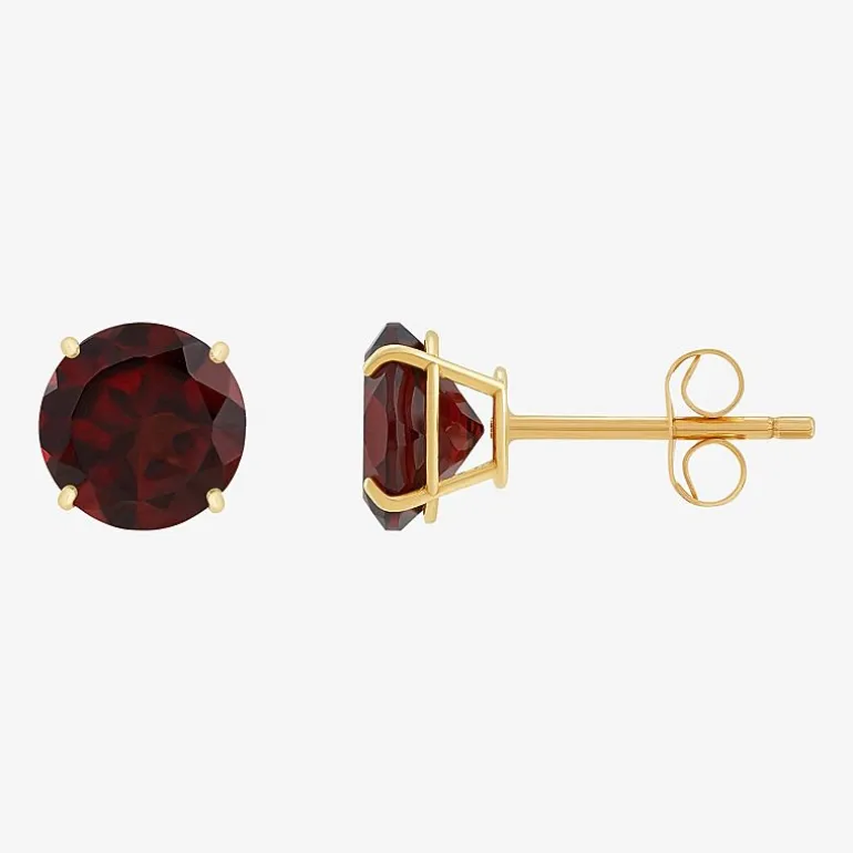 Gemstone 10K Gold 4mm Round Stud Earrings